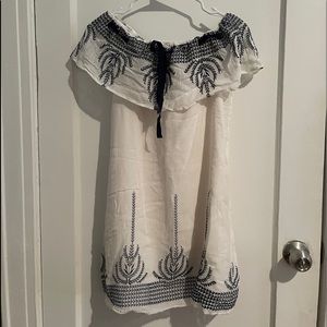 White sundress with blue stitching details